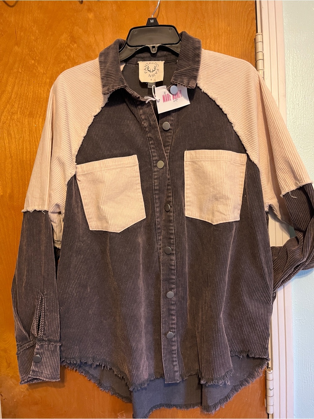 Fantastic Fawn Corduroy Shirt Jacket - brown/cream small - NWT